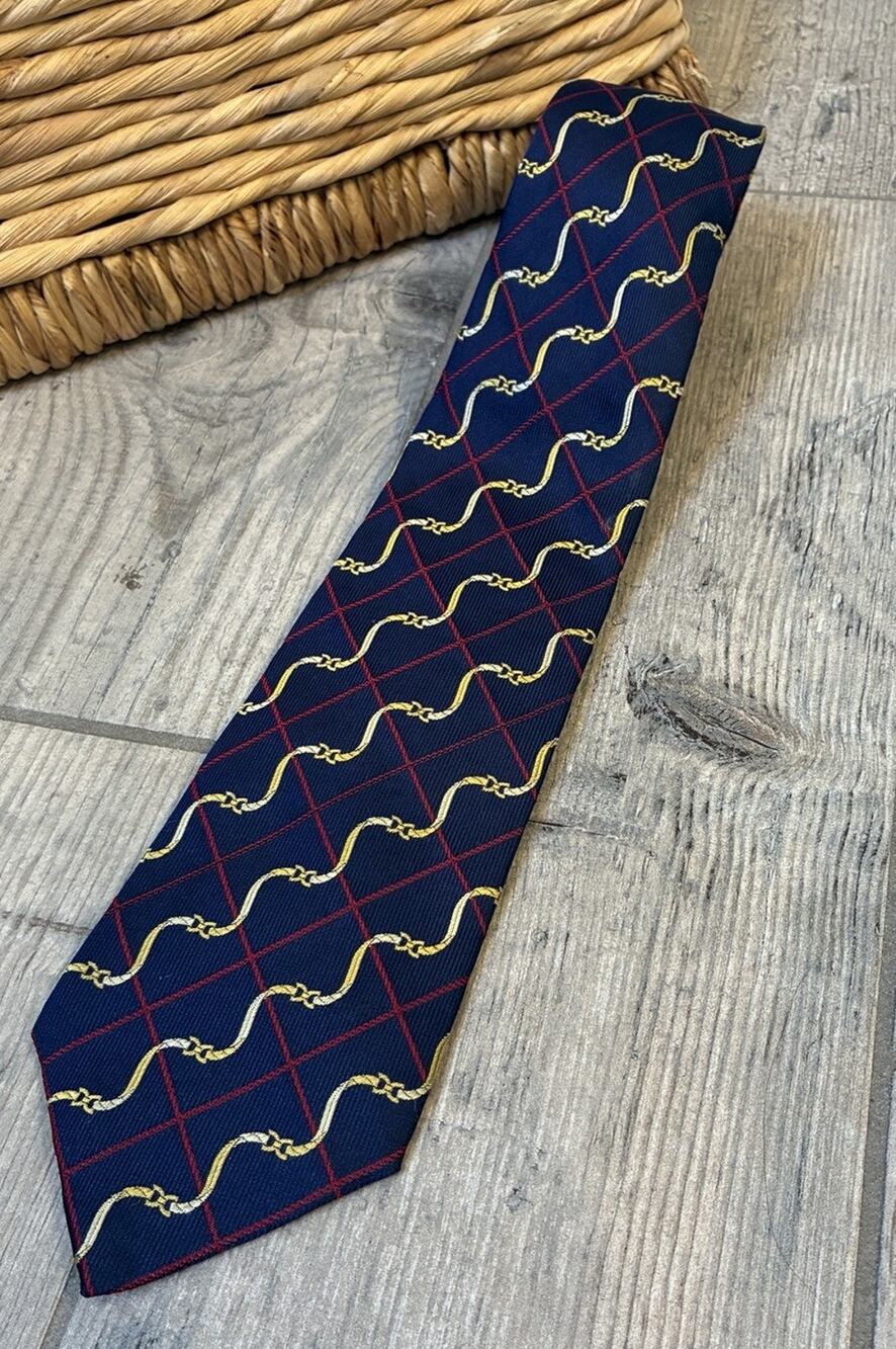 Vintage Thomas Pink London Silk Tie Navy Blue Red Nautical Rope Lattice Grid